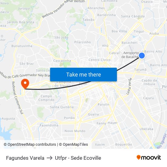 Fagundes Varela to Utfpr - Sede Ecoville map