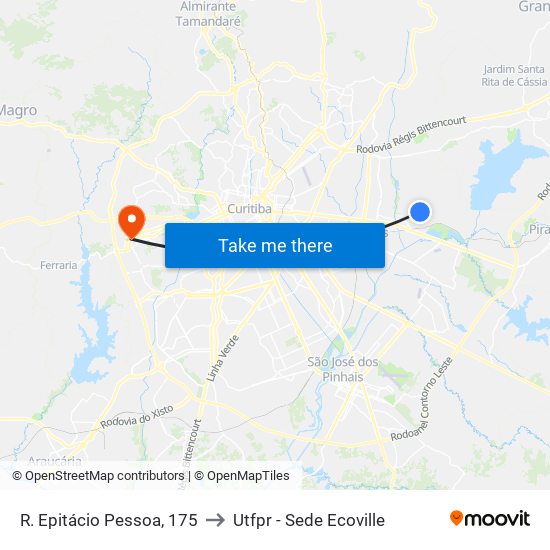 R. Epitácio Pessoa, 175 to Utfpr - Sede Ecoville map