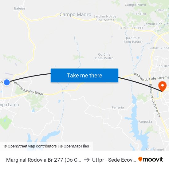 Marginal Rodovia Br 277 (Do Café) to Utfpr - Sede Ecoville map