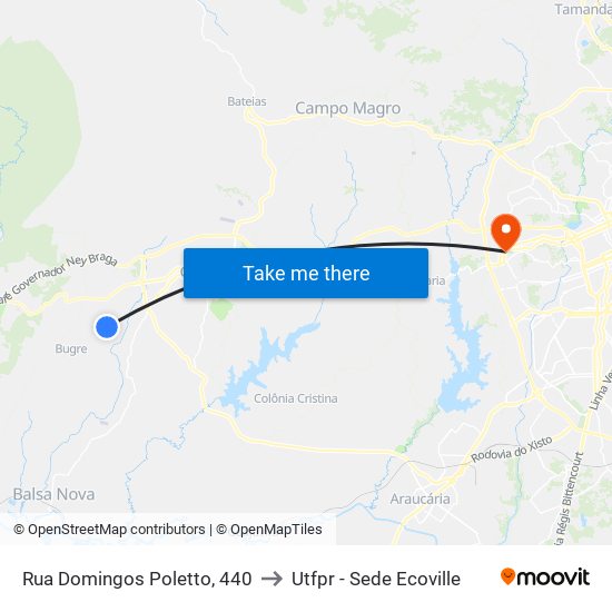 Rua Domingos Poletto, 440 to Utfpr - Sede Ecoville map