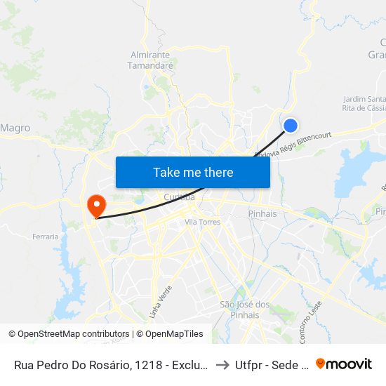 Rua Pedro Do Rosário, 1218 - Exclusivo Madrugueiro to Utfpr - Sede Ecoville map