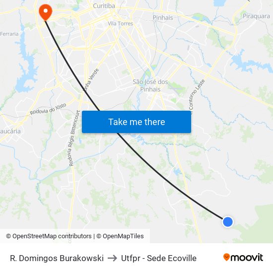R. Domingos Burakowski to Utfpr - Sede Ecoville map