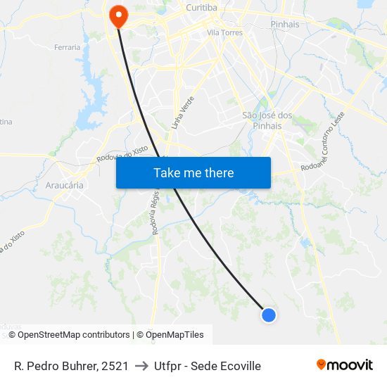 R. Pedro Buhrer, 2521 to Utfpr - Sede Ecoville map