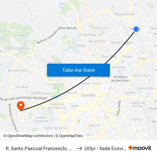 R. Santo Pascoal Franceschi, 706 to Utfpr - Sede Ecoville map