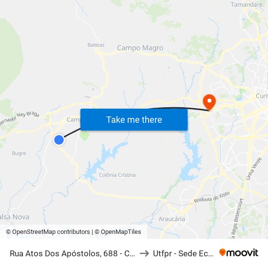 Rua Atos Dos Apóstolos, 688 - Cristo Rei to Utfpr - Sede Ecoville map