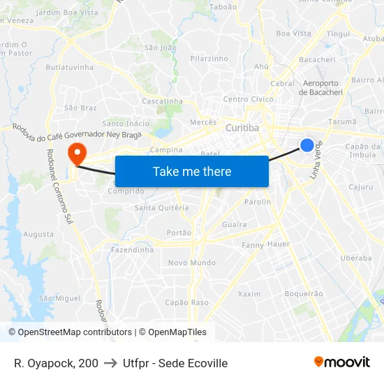 R. Oyapock, 200 to Utfpr - Sede Ecoville map