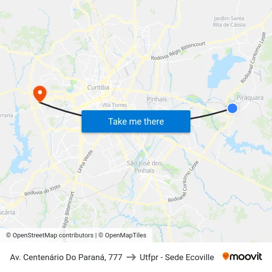 Av. Centenário Do Paraná, 777 to Utfpr - Sede Ecoville map