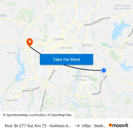 Rod. Br-277 Sul, Km 72 - Instituto Ambiental Do Paraná to Utfpr - Sede Ecoville map