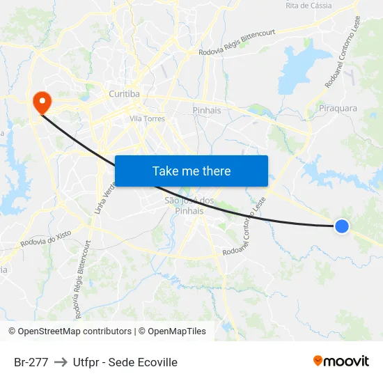 Br-277 to Utfpr - Sede Ecoville map
