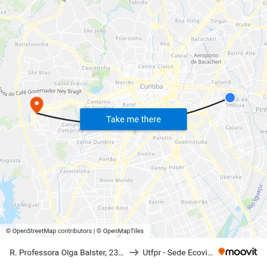 R. Professora Olga Balster, 2303 to Utfpr - Sede Ecoville map