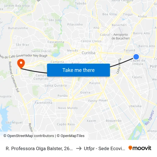 R. Professora Olga Balster, 2624 to Utfpr - Sede Ecoville map