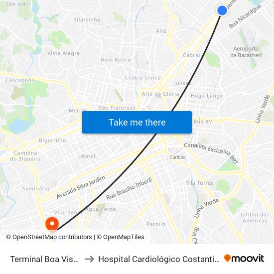 Terminal Boa Vista to Hospital Cardiológico Costantini map