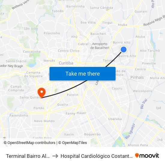 Terminal Bairro Alto to Hospital Cardiológico Costantini map