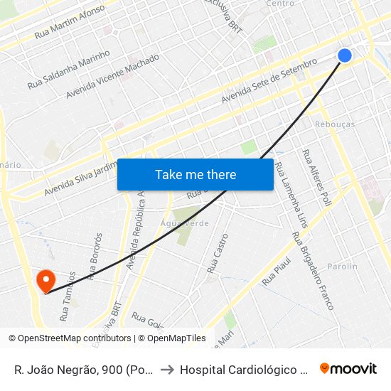 R. João Negrão, 900 (Ponte Preta) to Hospital Cardiológico Costantini map