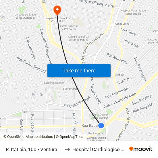 R. Itatiaia, 100 - Ventura Shopping to Hospital Cardiológico Costantini map