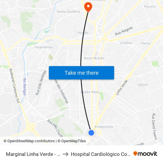 Marginal Linha Verde - Avipec to Hospital Cardiológico Costantini map