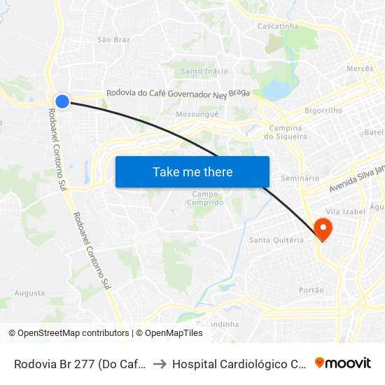 Rodovia Br 277 (Do Café), 5245 to Hospital Cardiológico Costantini map