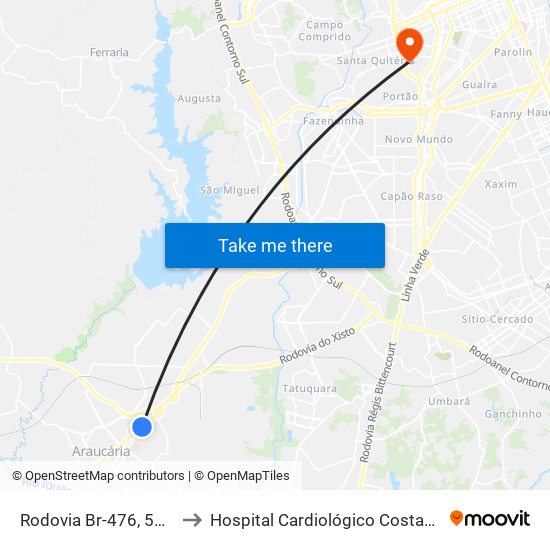 Rodovia Br-476, 5660 to Hospital Cardiológico Costantini map