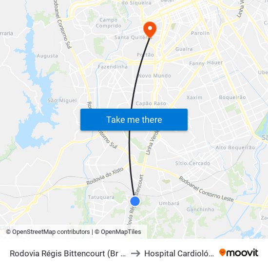 Rodovia Régis Bittencourt (Br 116) - Viaduto Pompéia to Hospital Cardiológico Costantini map