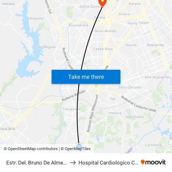 Estr. Del. Bruno De Almeida, 3617 to Hospital Cardiológico Costantini map