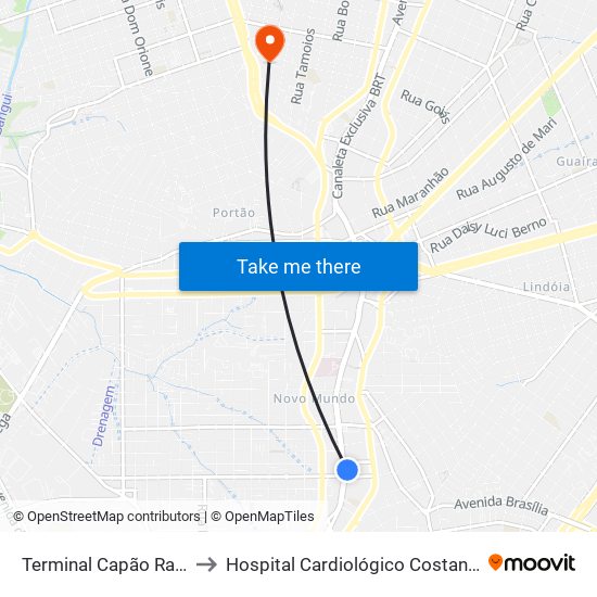 Terminal Capão Raso to Hospital Cardiológico Costantini map