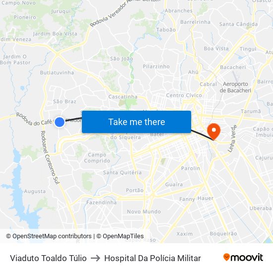 Viaduto Toaldo Túlio to Hospital Da Polícia Militar map
