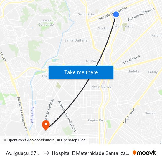 Av. Iguaçu, 2700 to Hospital E Maternidade Santa Izabel map