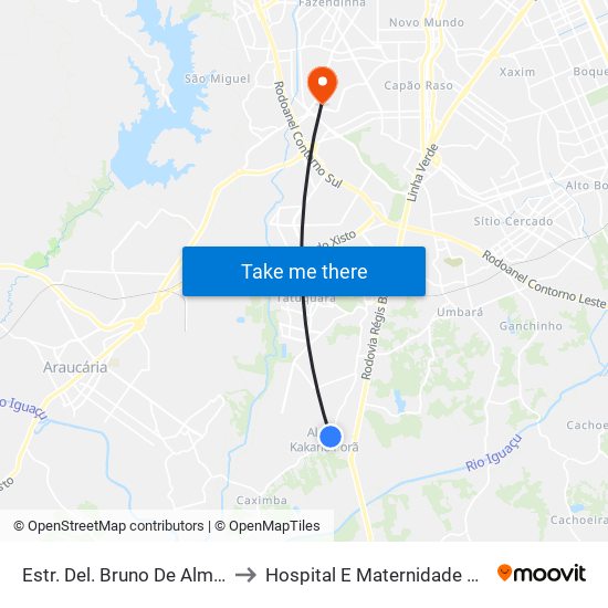 Estr. Del. Bruno De Almeida, 3986 to Hospital E Maternidade Santa Izabel map