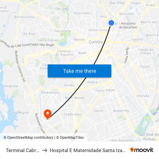 Terminal Cabral to Hospital E Maternidade Santa Izabel map