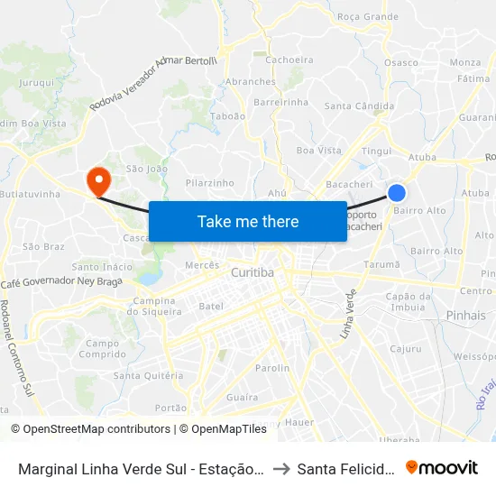 Marginal Linha Verde Sul - Estação Solar to Santa Felicidade map