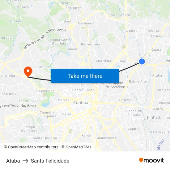 Atuba to Santa Felicidade map
