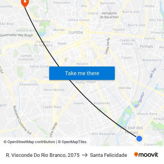R. Visconde Do Rio Branco, 2075 to Santa Felicidade map