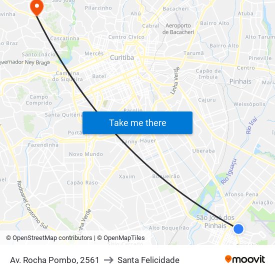 Av. Rocha Pombo, 2561 to Santa Felicidade map