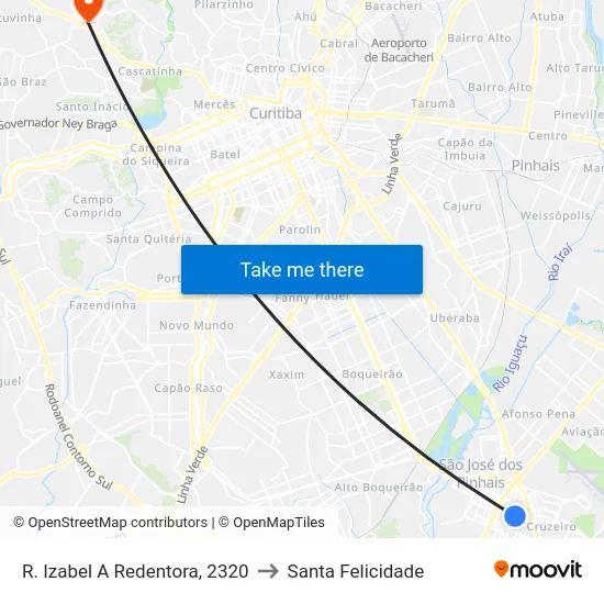 R. Izabel A Redentora, 2320 to Santa Felicidade map