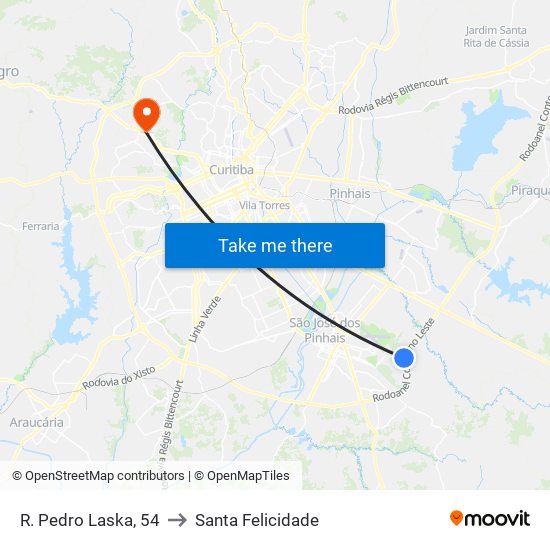 R. Pedro Laska, 54 to Santa Felicidade map
