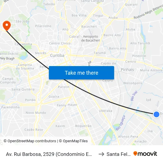 Av. Rui Barbosa, 2529 (Condomínio Empresarial Rui Barbosa) to Santa Felicidade map