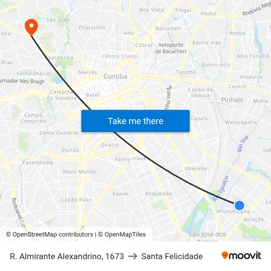 R. Almirante Alexandrino, 1673 to Santa Felicidade map