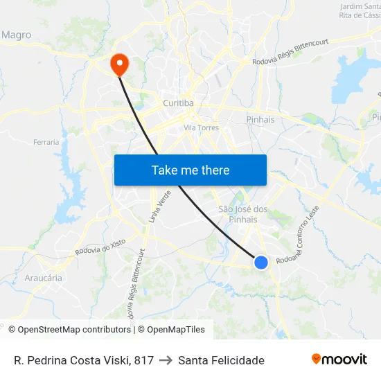 R. Pedrina Costa Viski, 817 to Santa Felicidade map