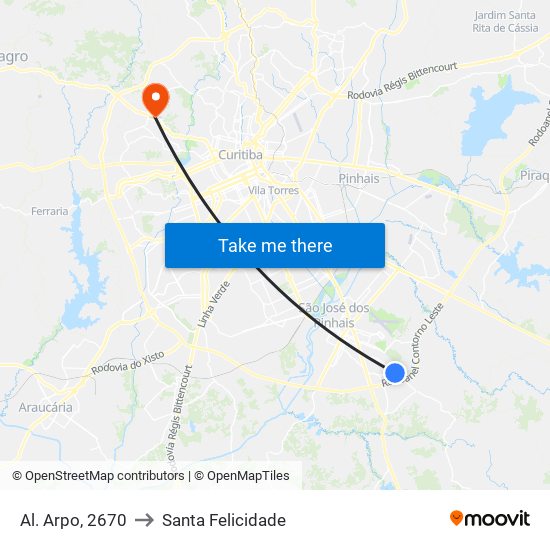 Al. Arpo, 2670 to Santa Felicidade map