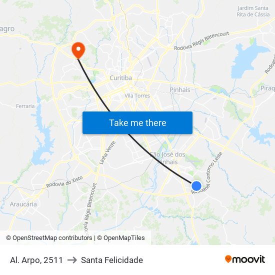 Al. Arpo, 2511 to Santa Felicidade map