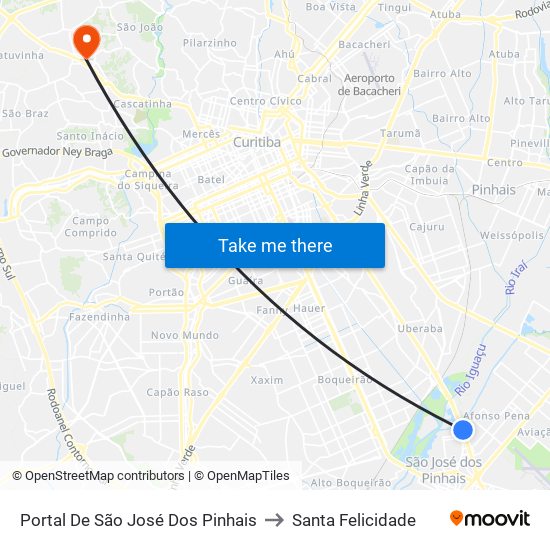 Portal De São José Dos Pinhais to Santa Felicidade map