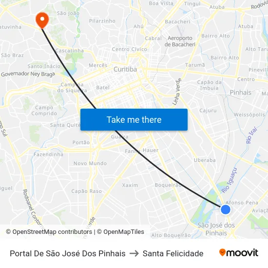 Portal De São José Dos Pinhais to Santa Felicidade map