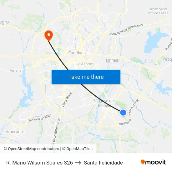 R. Mario Wilsom Soares 326 to Santa Felicidade map