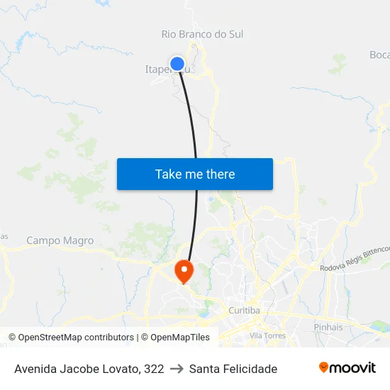 Avenida Jacobe Lovato, 322 to Santa Felicidade map