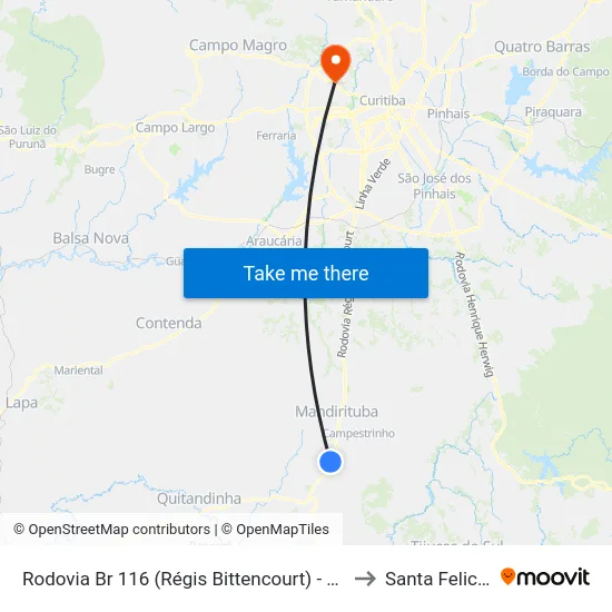 Rodovia Br 116 (Régis Bittencourt) - Rancho Velho to Santa Felicidade map