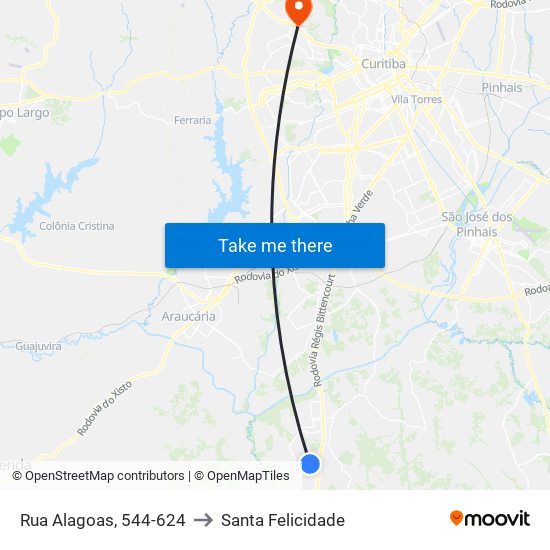 Rua Alagoas, 544-624 to Santa Felicidade map