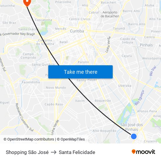 Shopping São José to Santa Felicidade map