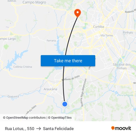 Rua Lotus, , 550 to Santa Felicidade map