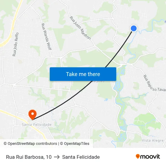 Rua Rui Barbosa, 10 to Santa Felicidade map