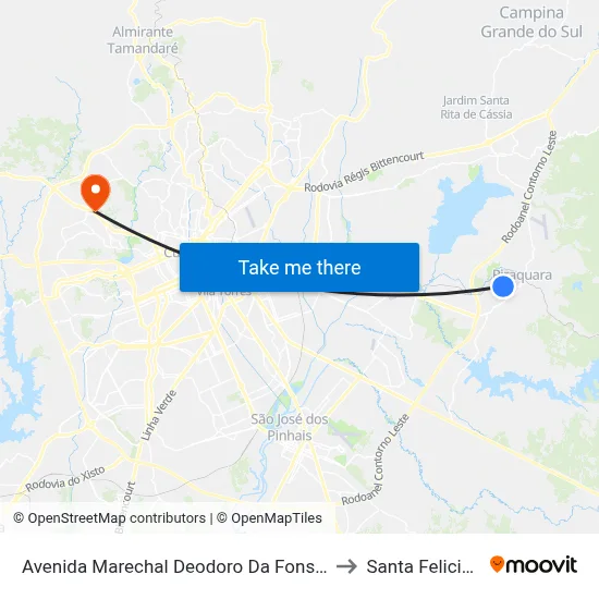 Avenida Marechal Deodoro Da Fonseca, 994 to Santa Felicidade map